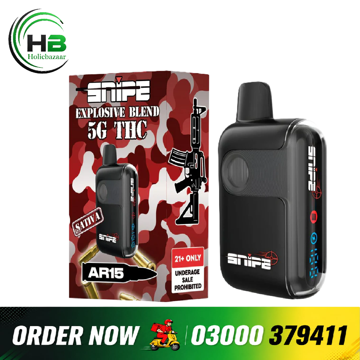 SNIPE THCP EXPLOSIVE BLEND DISPOSABLE 5G - AR15 (SATIVA)