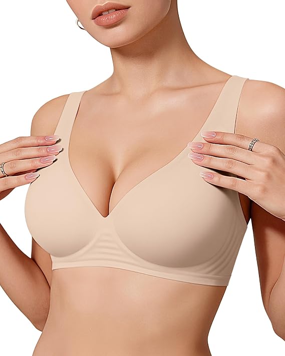OEAK Womens Jelly Bras Wireless Deep V Bralette Comfy Push Up Tshirt Bras S In Pakistan
