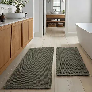 JIUZHEN Set of 2 Waffle Bath Mats Boho Bathroom Runner Rug In Pakistan