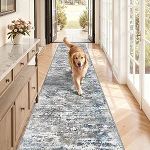 Long Hallway Runner Rug 2.6x12ft Textured Non Slip for Dogs In Pakistan