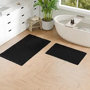 Hiasan Set of 2 Black Waffle Bath Mat In Pakistan