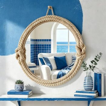 Round Hanging Mirror – Nautical Rope Wall Decor for Living Room In Pakistan