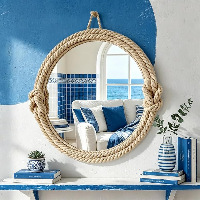 Round Hanging Mirror – Nautical Rope Wall Decor for Living Room In Pakistan