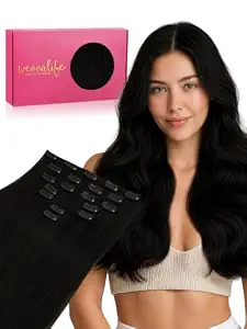 WENNALIFE Clip in Hair Extensions Real Human Hair In Pakistan