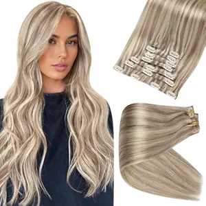 Full Shine Clip in Hair Extensions Real Human Hair Blonde In Pakistan