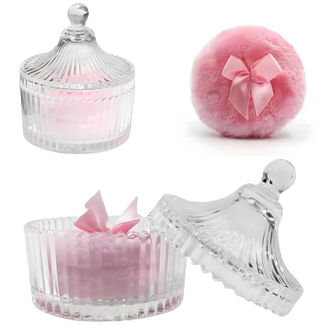 2 Pcs Large Body Powder Puff and Container Powder In Pakistan