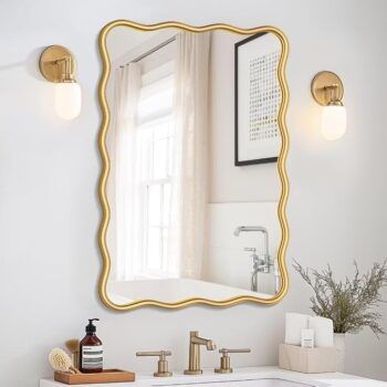 PROHOMEWARE 20x28 Gold Wavy Irregular Bathroom Mirror In Pakistan
