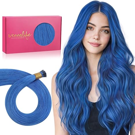 WENNALIFE I Tip Hair Extensions Human Hair Blue Remy In Pakistan